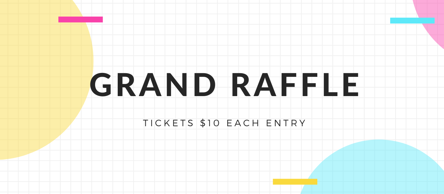 White Grid with Modern Abstract Shapes Raffle Ticket